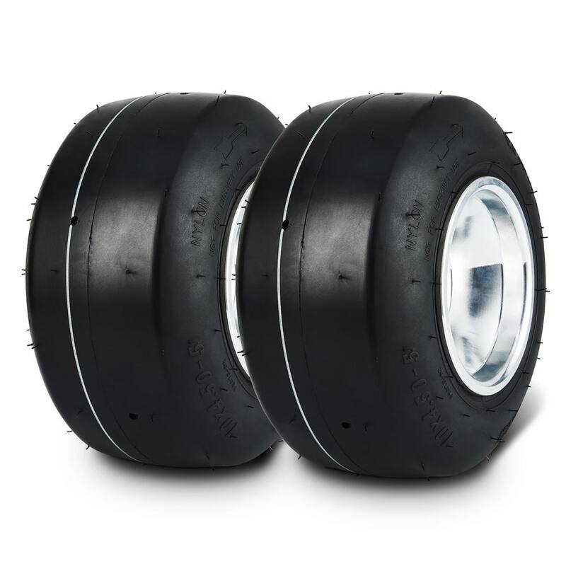 VEVOR Go Kart Tires and Rims 10x4.5-5in. Go Kart Wheels 2-Pack Front Wheels, Aluminum Alloy Rims and Rubber Tires Hub-Rim - KDCLZX10X4559D4HKV0-0812