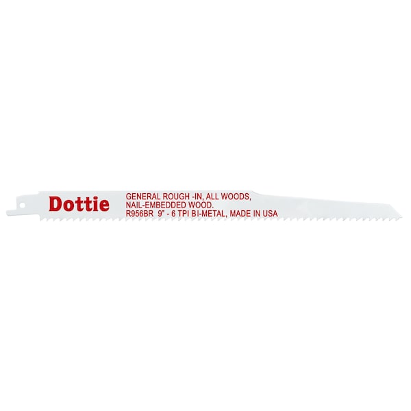 Dottie 9" L x General Rough-In, All Woods, & Nail-Embedded Wood Cutting Reciprocating Saw Blade - R956BR