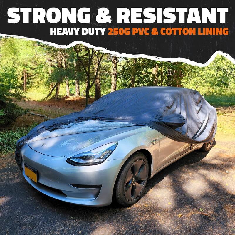 Mockins 190 in. x 75 in. x 60 in. Heavy-Duty Waterproof Car Cover - Thick 250g PVC Cotton Lined - Medium Sedan - MA-66