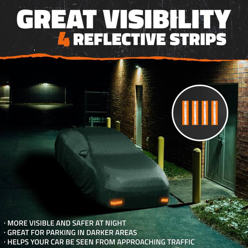 Mockins 190 in. x 75 in. x 60 in. Heavy-Duty Waterproof Car Cover - Thick 250g PVC Cotton Lined - Medium Sedan - MA-66