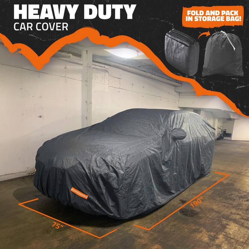 Mockins 190 in. x 75 in. x 60 in. Heavy-Duty Waterproof Car Cover - Thick 250g PVC Cotton Lined - Medium Sedan - MA-66