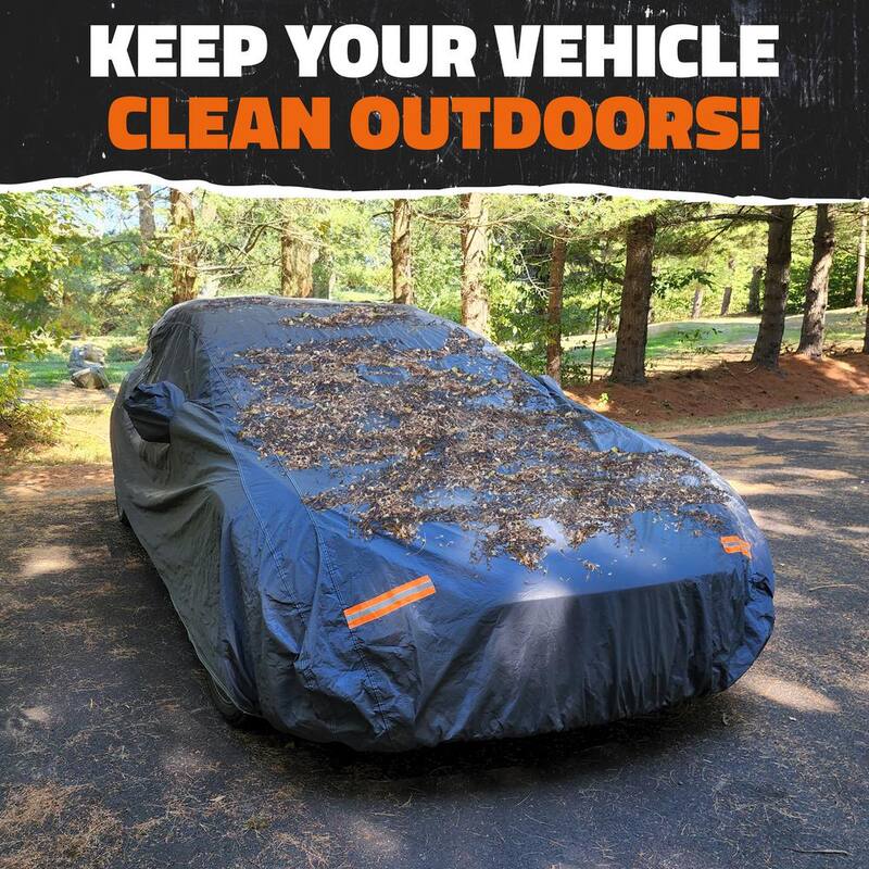 Mockins 190 in. x 75 in. x 60 in. Heavy-Duty Waterproof Car Cover - Thick 250g PVC Cotton Lined - Medium Sedan - MA-66