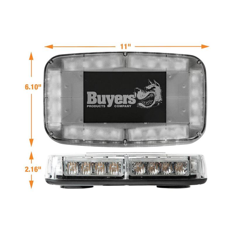 Buyers Products Company 11 in. Rectangular Multi-Mount 24 LED Mini Light Bar Emergency Warning Flash for Truck and Safety Vehicles, Amber - 8891040
