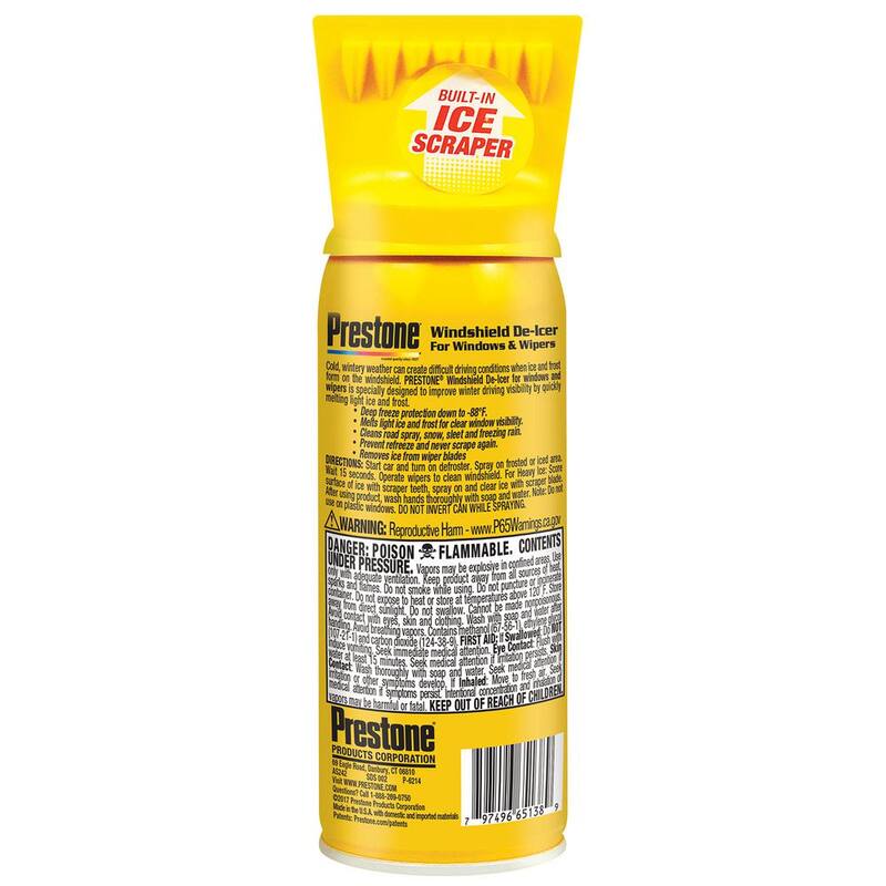 Prestone 11 oz. Spray Windshield De-Icer with Scraper Top AS242 - AS242