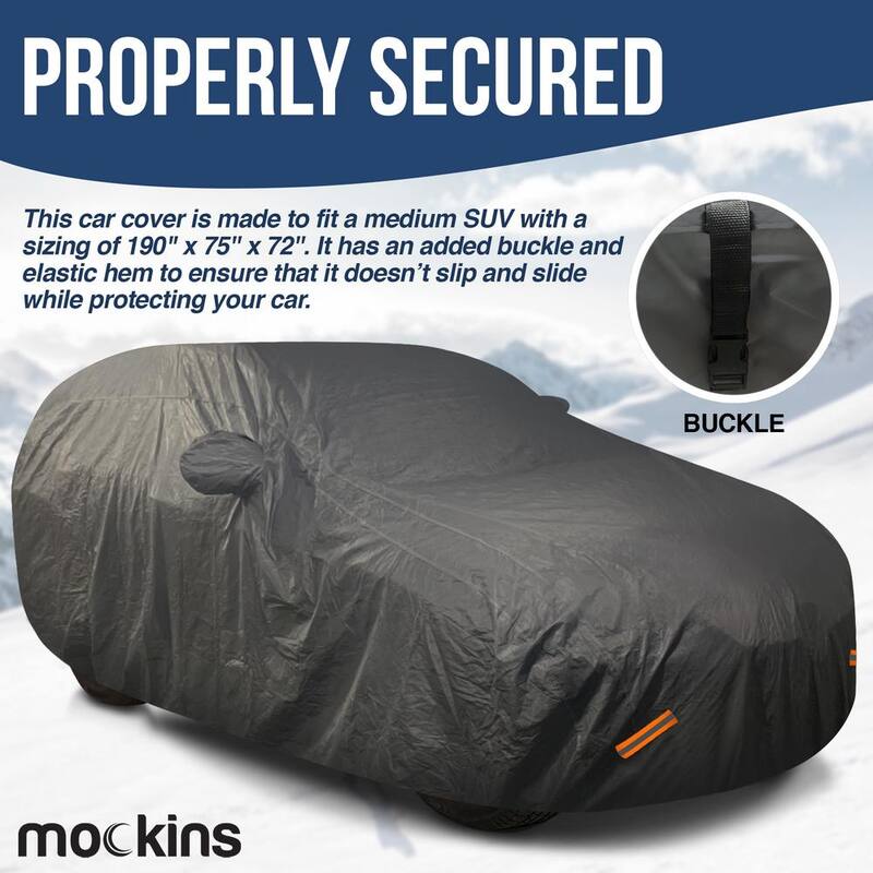 Mockins 190 in. x 75 in. x 72 in. Heavy-Duty Waterproof Car Cover - Thick 250g PVC Cotton Lined - Medium SUV Cover - MA-67