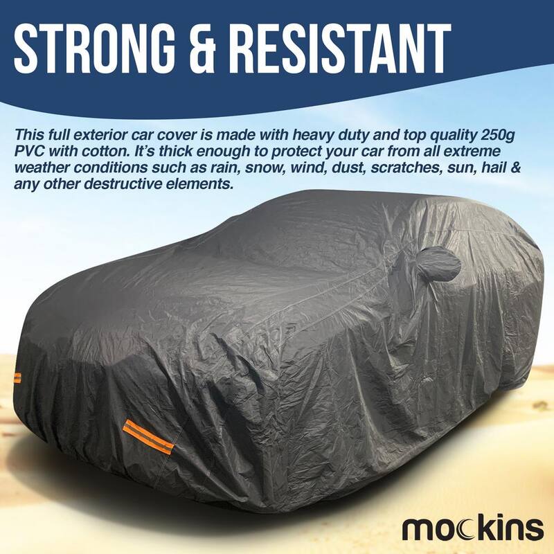 Mockins 190 in. x 75 in. x 72 in. Heavy-Duty Waterproof Car Cover - Thick 250g PVC Cotton Lined - Medium SUV Cover - MA-67