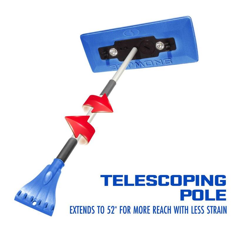 Snow Joe 18 in. 4-in-1 Telescoping Snow Broom and Ice Scraper with Headlights - SJBLZD-LED