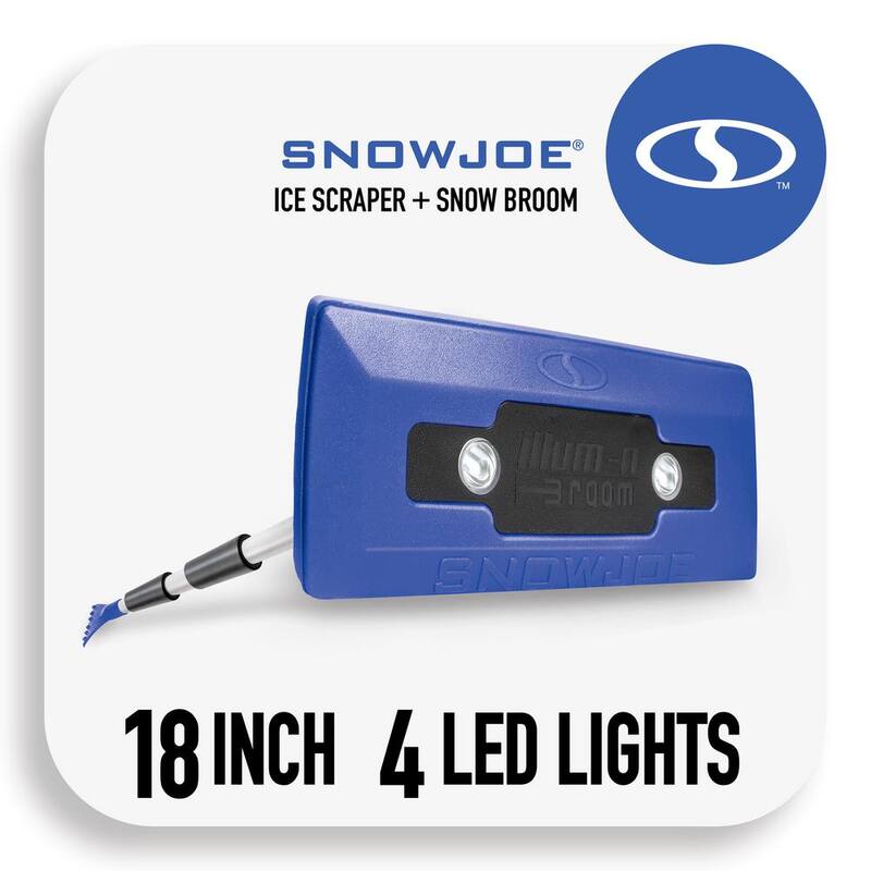 Snow Joe 18 in. 4-in-1 Telescoping Snow Broom and Ice Scraper with Headlights - SJBLZD-LED