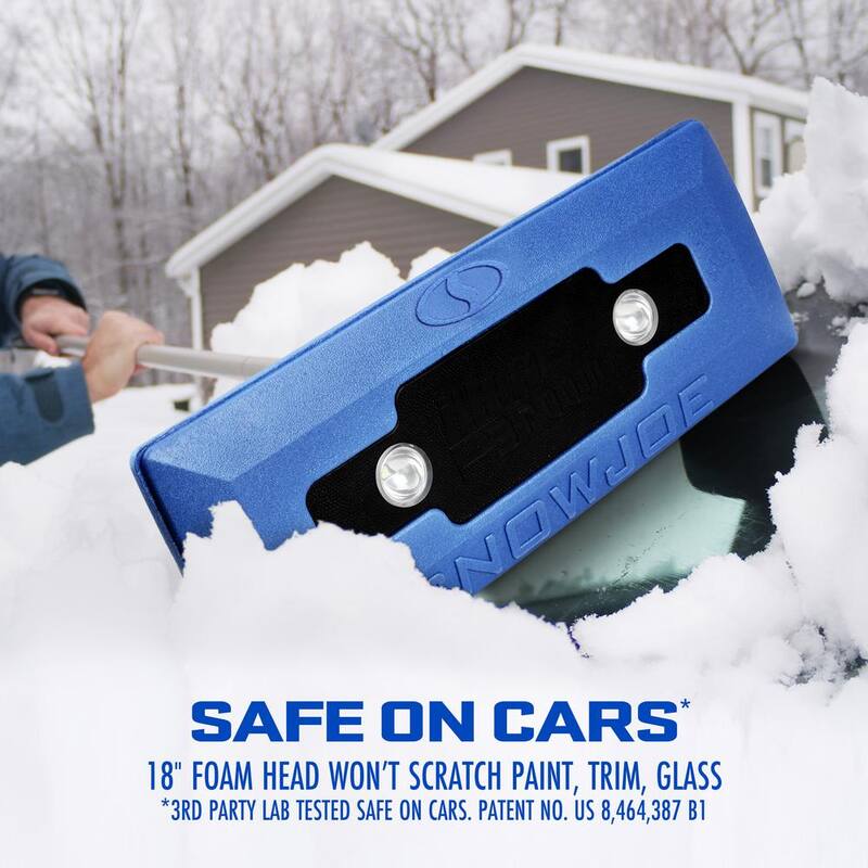 Snow Joe 18 in. 4-in-1 Telescoping Snow Broom and Ice Scraper with Headlights - SJBLZD-LED