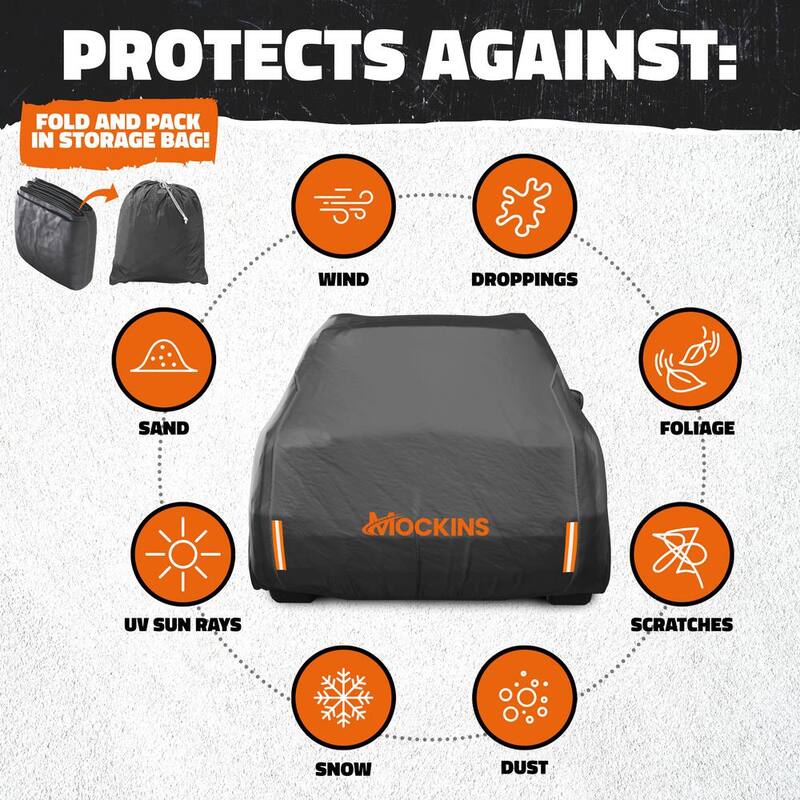 Mockins 200 in. x 75 in. x 75 in. Extra Thick Heavy-Duty SUV Waterproof Car Cover - 250 g PVC Cotton Lined - Black - MA-99