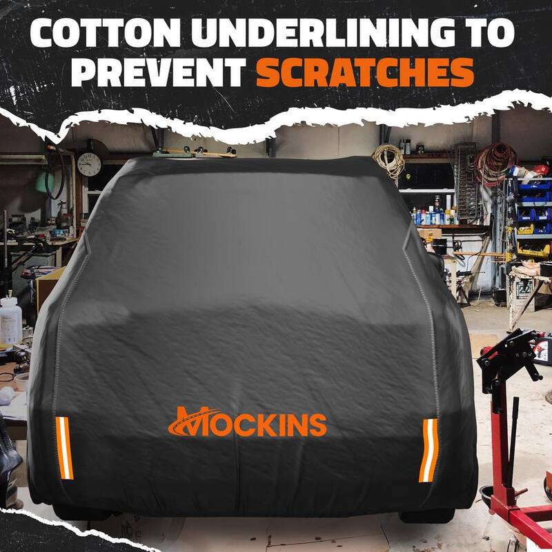Mockins 200 in. x 75 in. x 75 in. Extra Thick Heavy-Duty SUV Waterproof Car Cover - 250 g PVC Cotton Lined - Black - MA-99