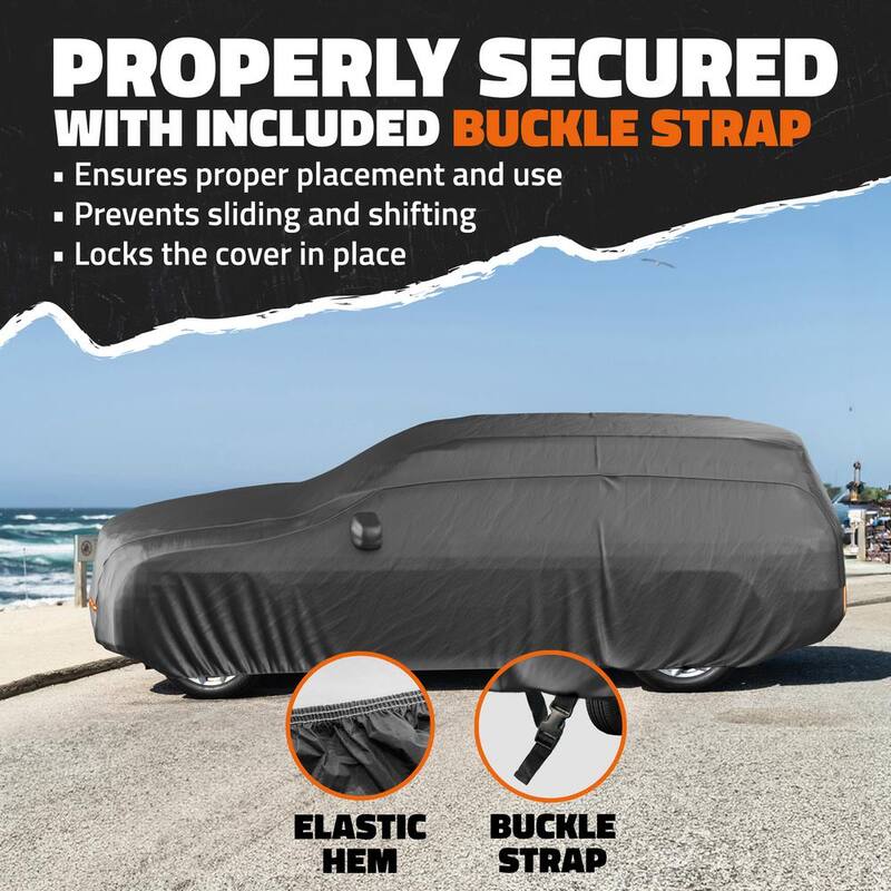 Mockins 200 in. x 75 in. x 75 in. Extra Thick Heavy-Duty SUV Waterproof Car Cover - 250 g PVC Cotton Lined - Black - MA-99