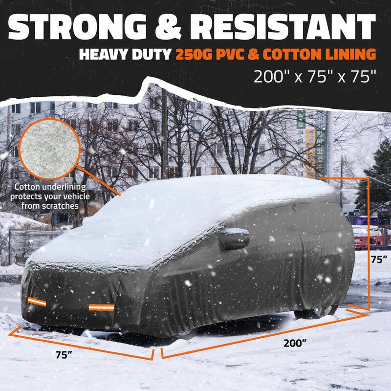 Mockins 200 in. x 75 in. x 75 in. Extra Thick Heavy-Duty SUV Waterproof Car Cover - 250 g PVC Cotton Lined - Black - MA-99