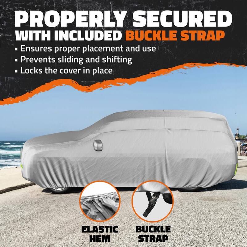 Mockins 200 in. x 75 in. x 75 in. Water Resistant SUV Car Cover - Oxford 150D - Silver - MA-51