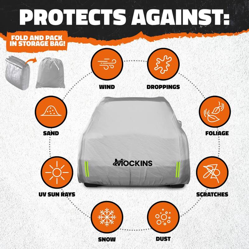Mockins 200 in. x 75 in. x 75 in. Water Resistant SUV Car Cover - Oxford 150D - Silver - MA-51