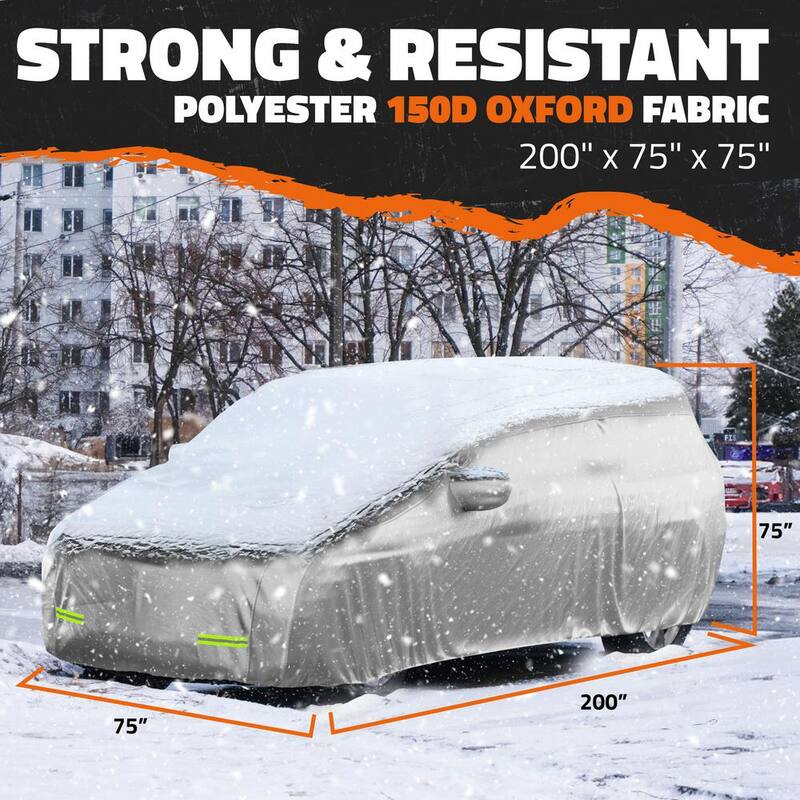 Mockins 200 in. x 75 in. x 75 in. Water Resistant SUV Car Cover - Oxford 150D - Silver - MA-51