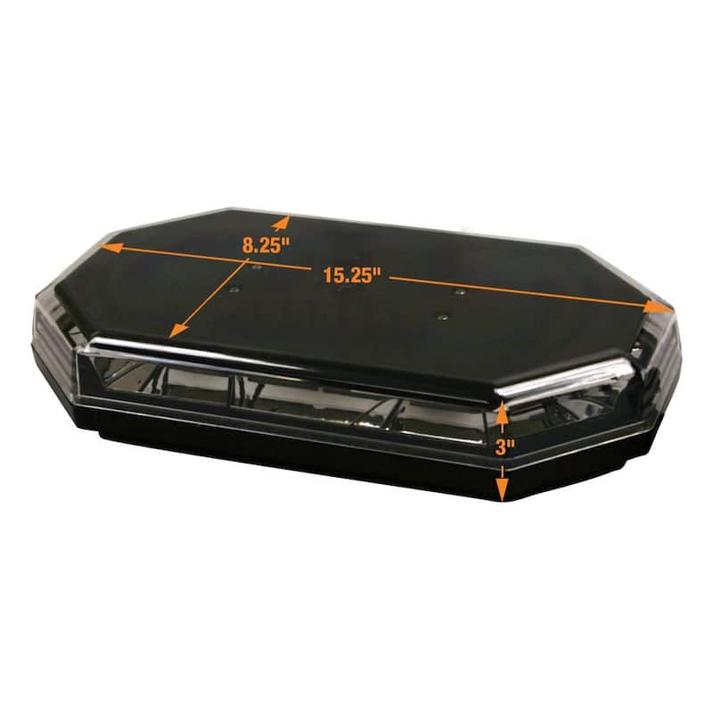 Buyers Products Company 15 in. Octagonal Magnetic or Perm Mount 56 LEDs Mini Light Bar Emergency Warning Flash Truck & Safety Vehicles, Amber - 8891060