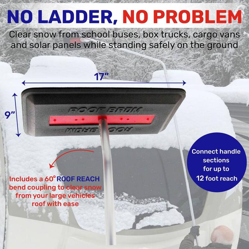 Unbranded Oversized Foam Snow Rake with 3-Piece 12 ft. Handle for Large Vehicles, RV, Work Van and Trailer Roofs and Solar Panels - 3003-004