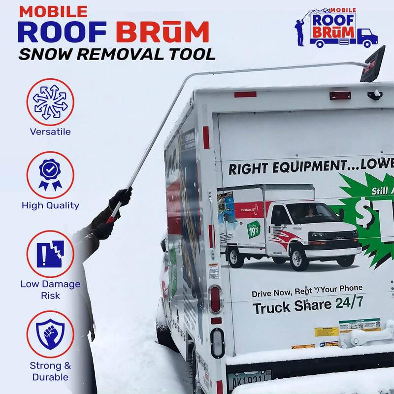 Unbranded Oversized Foam Snow Rake with 3-Piece 12 ft. Handle for Large Vehicles, RV, Work Van and Trailer Roofs and Solar Panels - 3003-004