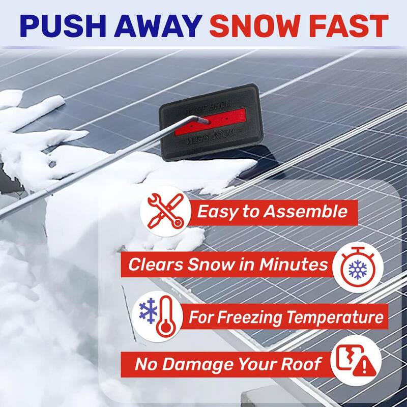 Unbranded Oversized Foam Snow Rake with 3-Piece 12 ft. Handle for Large Vehicles, RV, Work Van and Trailer Roofs and Solar Panels - 3003-004