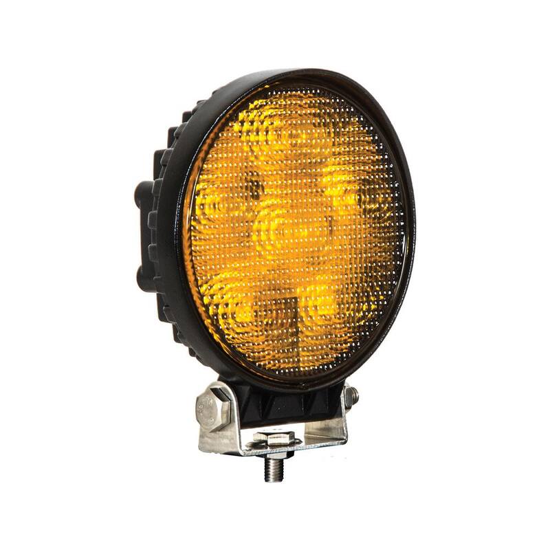 Buyers Products Company 4.5 in. Diameter Truck Car Utility Off Road Vehicle Boat Marine Mounted LED Round Flood Work Light, Amber - 1492116