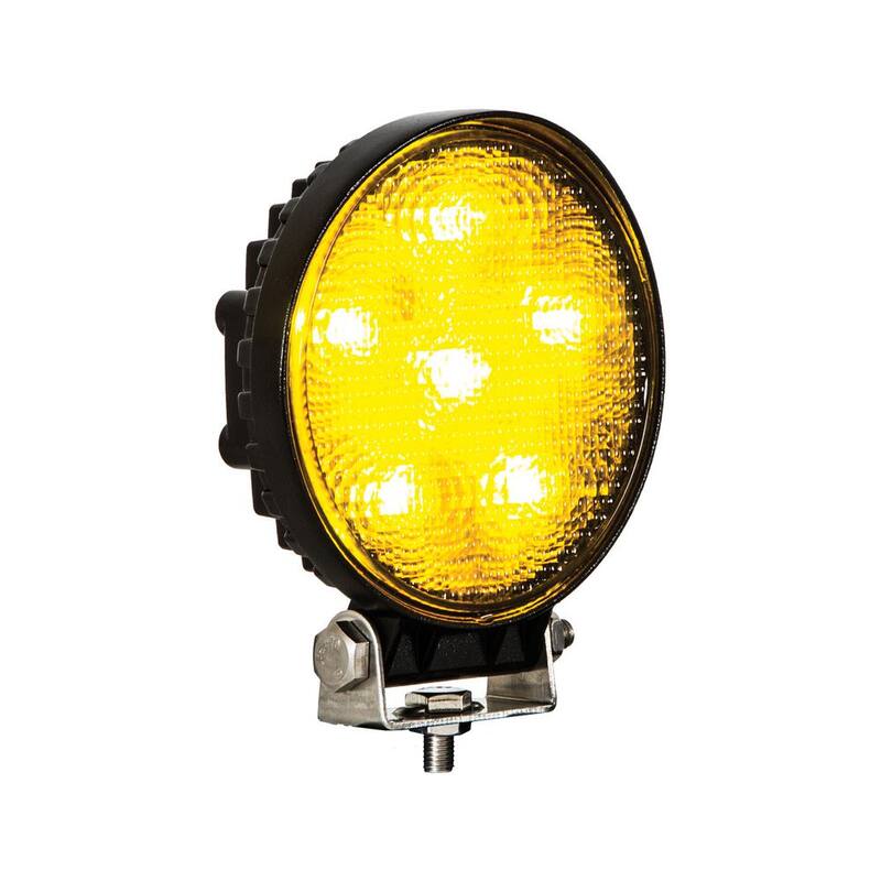 Buyers Products Company 4.5 in. Diameter Truck Car Utility Off Road Vehicle Boat Marine Mounted LED Round Flood Work Light, Amber - 1492116