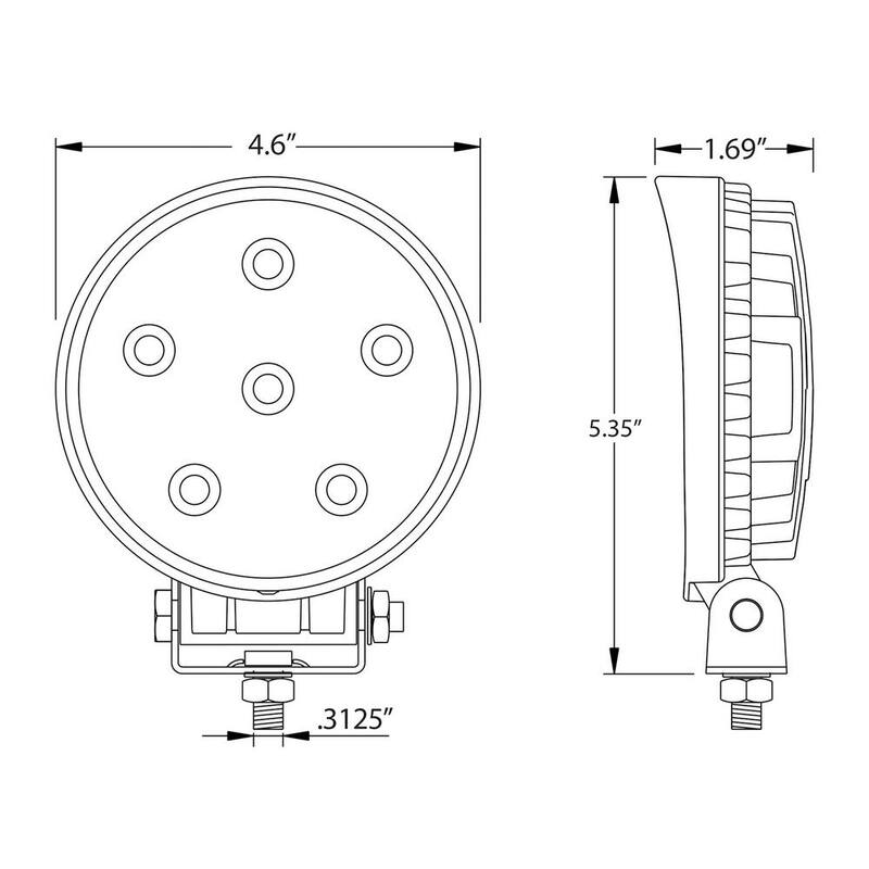 Buyers Products Company 4.5 in. Diameter Truck Car Utility Off Road Vehicle Boat Marine Mounted LED Round Flood Work Light, Amber - 1492116