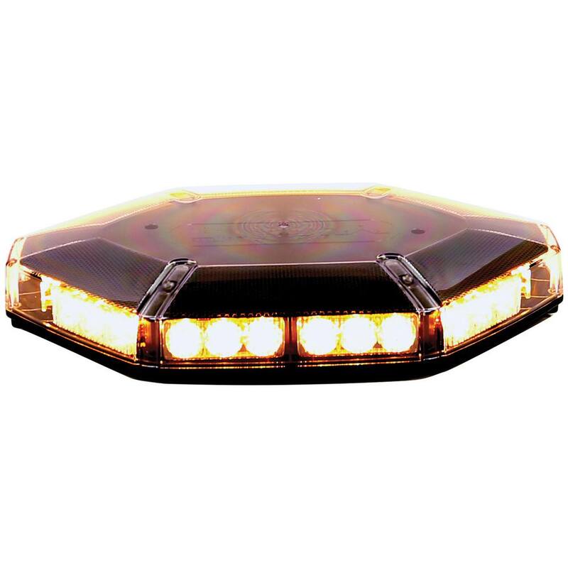 Buyers Products Company 17 in. Octagonal Magnetic Mount 30 LEDs Mini Light Bar Emergency Warning Flash for Truck and Safety Vehicles, Amber - 8891100