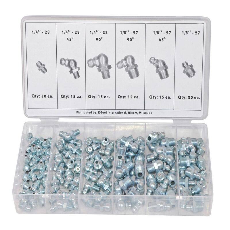 K Tool International Hydraulic Grease Fitting Assortment (110-Piece) - KTI00074