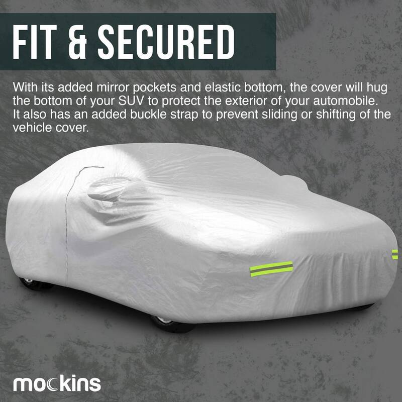 Mockins 190 in. x 75 in. x 60 in. Water Resistant Car Cover with Zipper Opening - 190T Silver Polyester-Medium Sedan - MA-64
