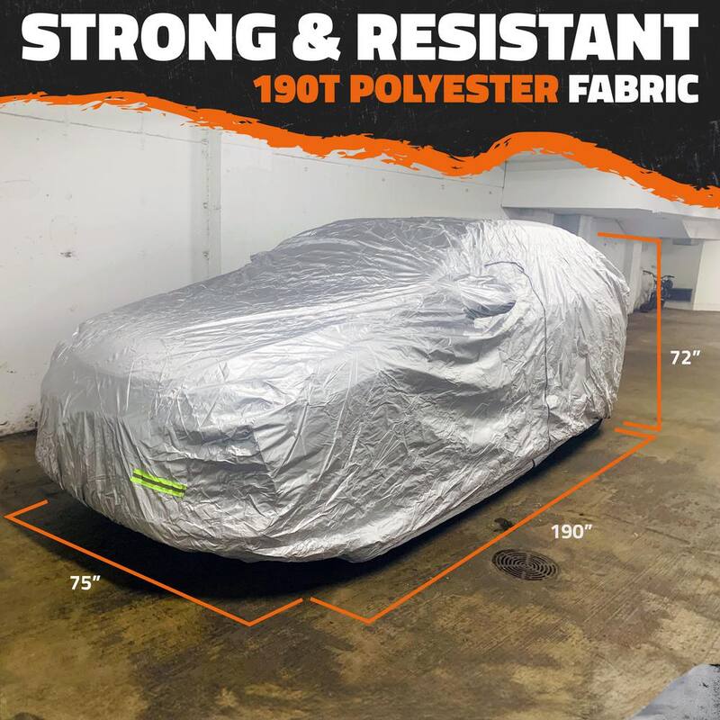 Mockins 190 in. x 75 in. x 72 in. Water Resistant Car Cover with Zipper Door - 190T Silver Polyester - Medium SUV Cover - MA-65