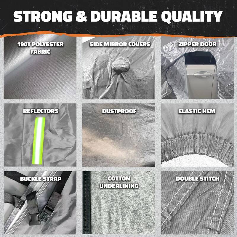 Mockins 190 in. x 75 in. x 72 in. Water Resistant Car Cover with Zipper Door - 190T Silver Polyester - Medium SUV Cover - MA-65