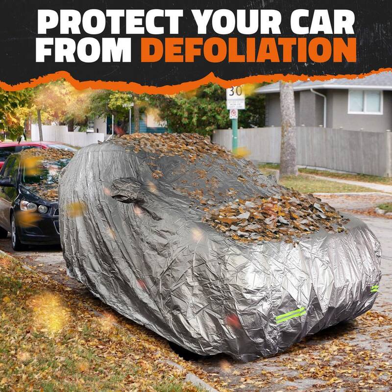 Mockins 190 in. x 75 in. x 72 in. Water Resistant Car Cover with Zipper Door - 190T Silver Polyester - Medium SUV Cover - MA-65