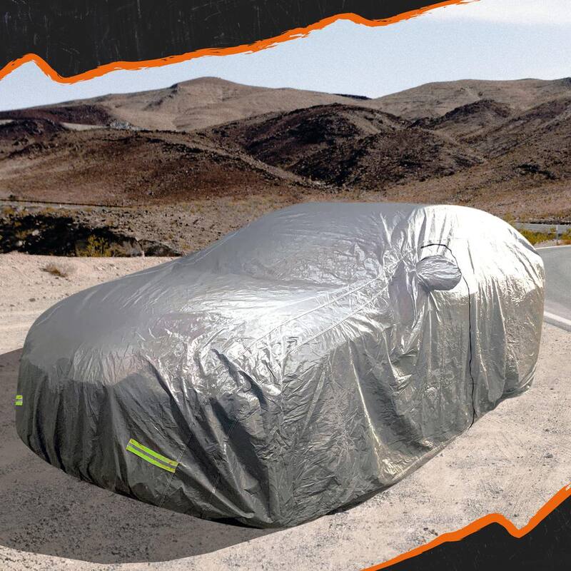 Mockins 190 in. x 75 in. x 72 in. Water Resistant Car Cover with Zipper Door - 190T Silver Polyester - Medium SUV Cover - MA-65