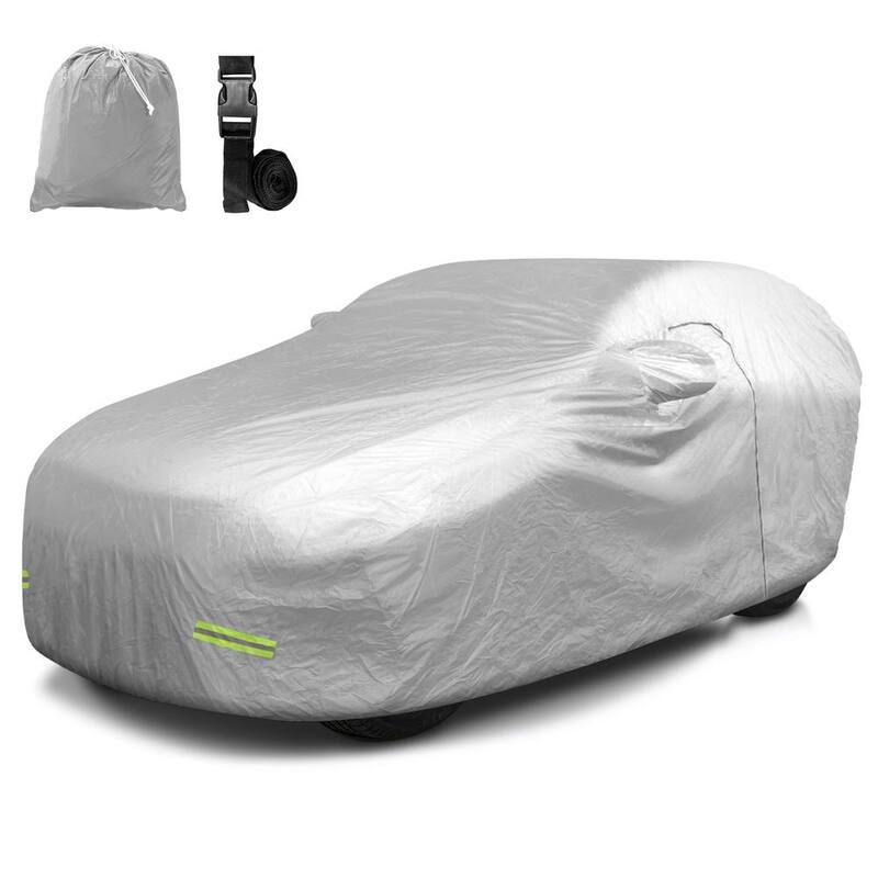 Mockins 190 in. x 75 in. x 72 in. Water Resistant Car Cover with Zipper Door - 190T Silver Polyester - Medium SUV Cover - MA-65