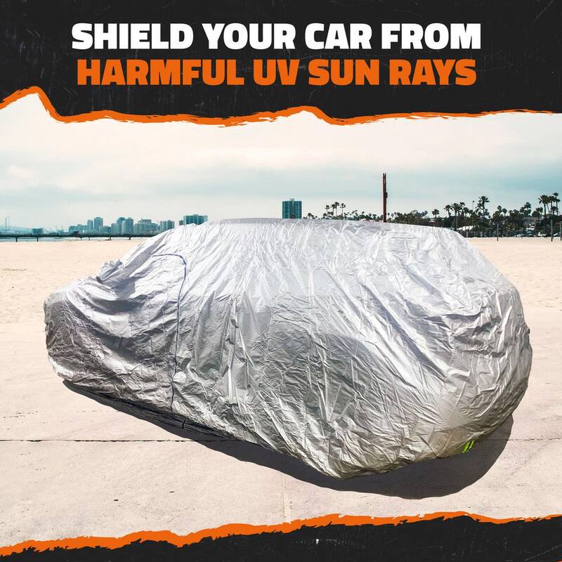 Mockins 190 in. x 75 in. x 72 in. Water Resistant Car Cover with Zipper Door - 190T Silver Polyester - Medium SUV Cover - MA-65