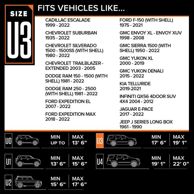 Budge Lite 229 in. x 68 in. x 67.5 in. Size U3 SUV Cover - UB-3