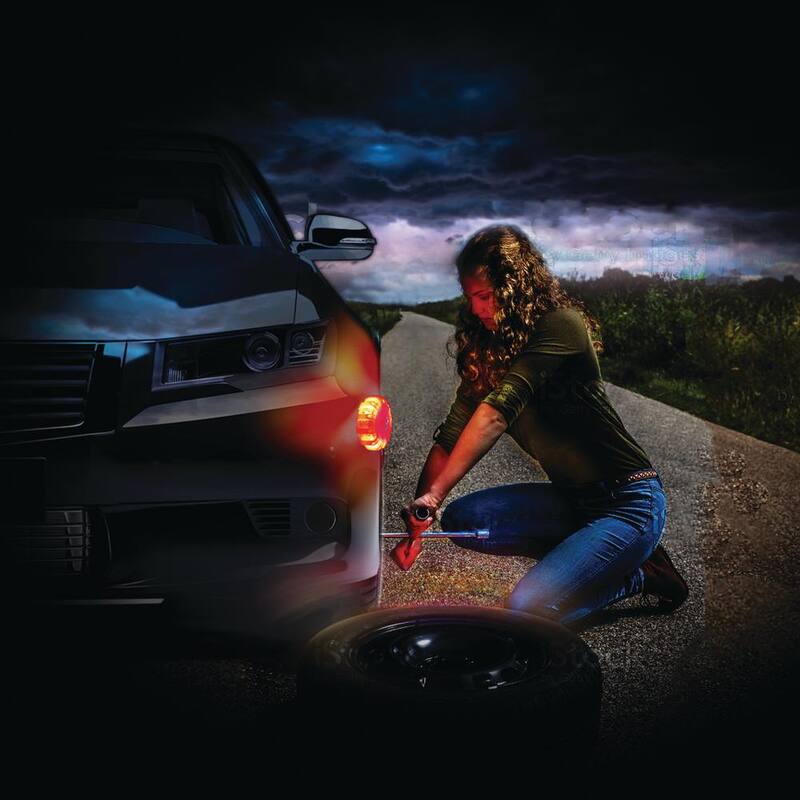 STP Emergency Roadside LED Flare, 8 Modes, 1 Mile Signal Visibility, Battery-Powered - SEL1-1004-ORG