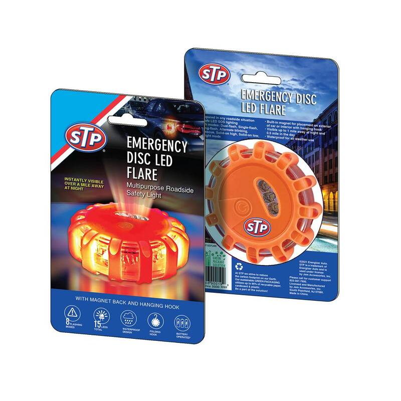 STP Emergency Roadside LED Flare, 8 Modes, 1 Mile Signal Visibility, Battery-Powered - SEL1-1004-ORG