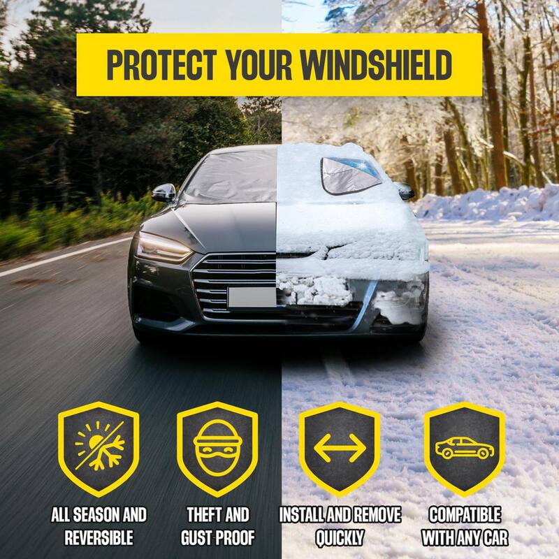 Bell + Howell Weather Force 360 Heavy-Duty Reversible Heat and Snow Windshield Cover Protector - 7262