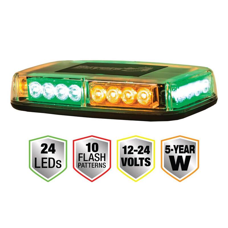 Buyers Products Company 11 in. Emergency Work Truck Multi-Mount Light Bar Amber/Green - 8891049