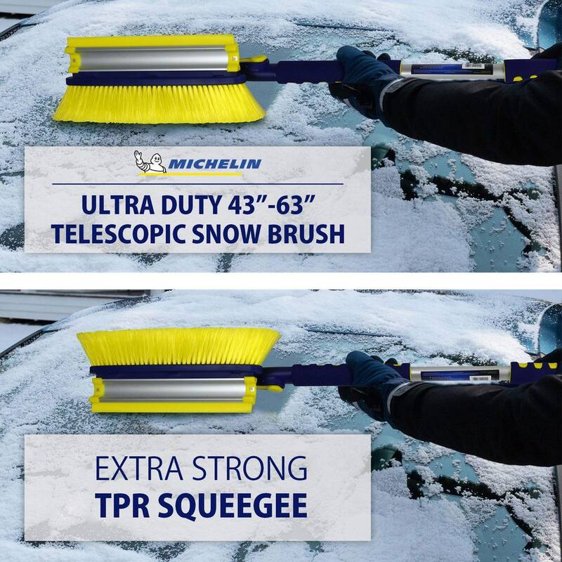 Michelin Ultra Duty Extendable 43-63 in. Swivel Head Snow Brush with 5 in. Ice Scraper and Squeegee - 19208-7