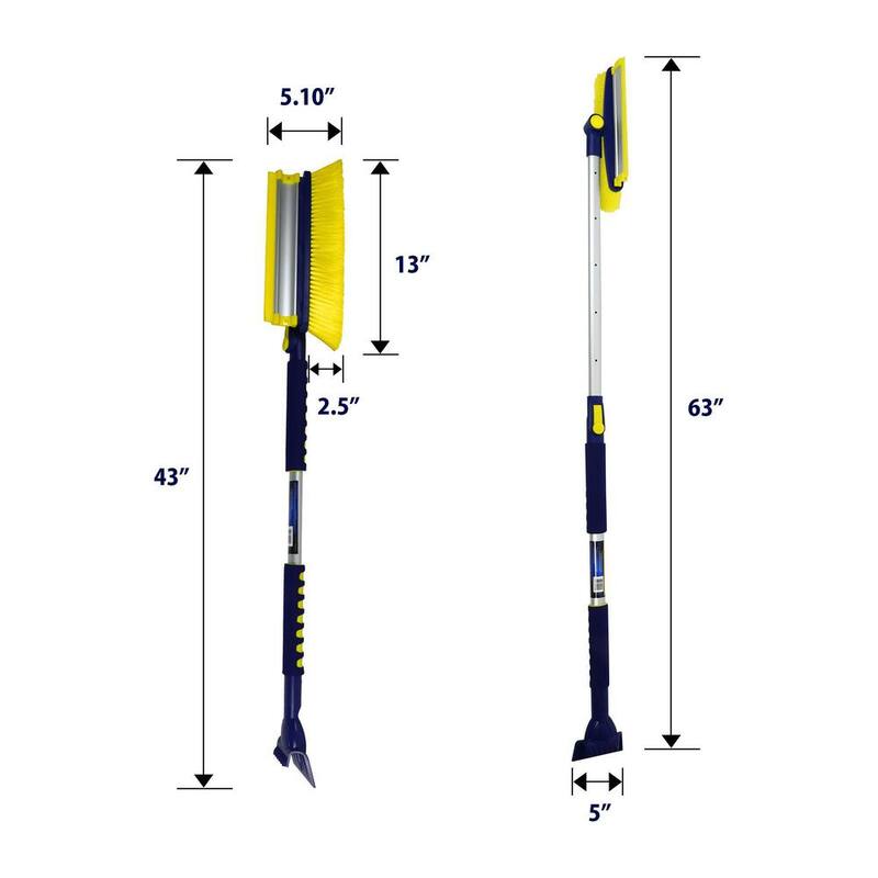 Michelin Ultra Duty Extendable 43-63 in. Swivel Head Snow Brush with 5 in. Ice Scraper and Squeegee - 19208-7