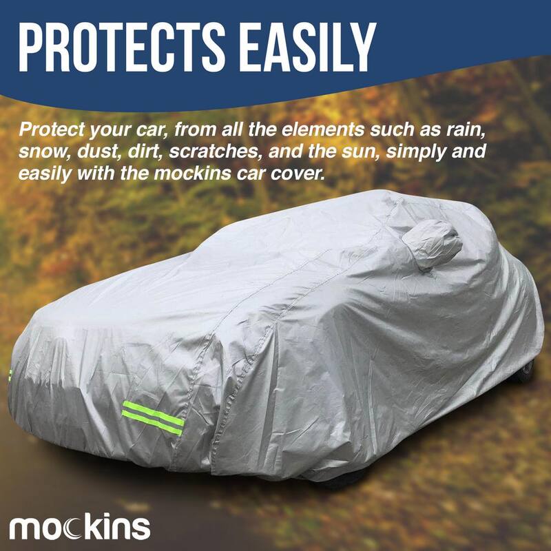 Mockins 185 in. x 70 in. x 60 in. Water Resistant Car Cover - 190T Silver Polyester - Small Sedan - MA-46