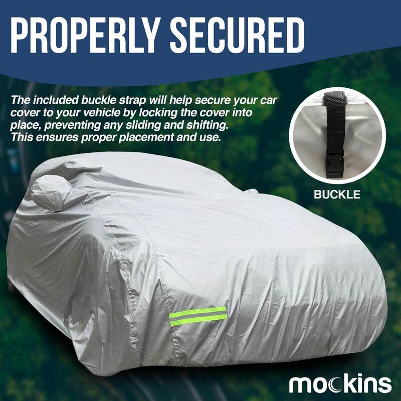 Mockins 185 in. x 70 in. x 60 in. Water Resistant Car Cover - 190T Silver Polyester - Small Sedan - MA-46