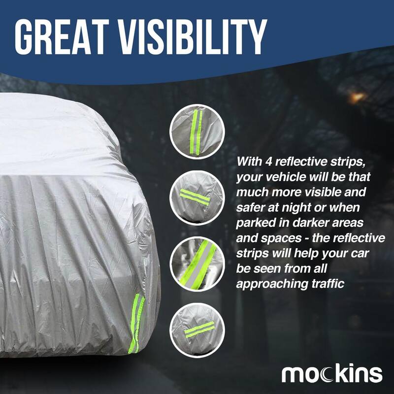 Mockins 185 in. x 70 in. x 60 in. Water Resistant Car Cover - 190T Silver Polyester - Small Sedan - MA-46