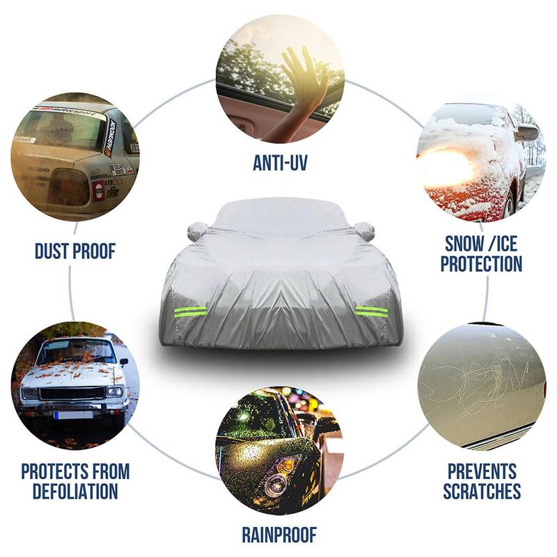Mockins 185 in. x 70 in. x 60 in. Water Resistant Car Cover - 190T Silver Polyester - Small Sedan - MA-46
