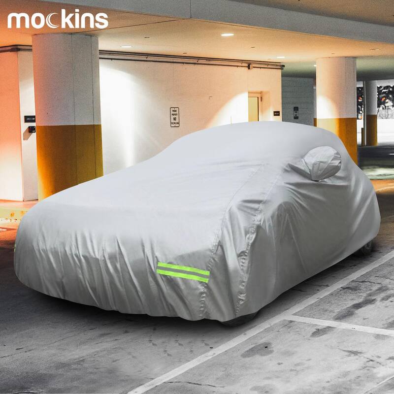 Mockins 185 in. x 70 in. x 60 in. Water Resistant Car Cover - 190T Silver Polyester - Small Sedan - MA-46