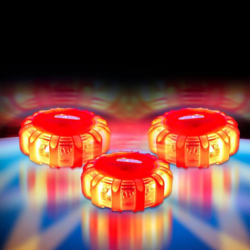 STP Emergency Car LED Road Flare Kits and Case, Requires 3 AAA Batteries (3-Pack) - SKI2-1004-ORG