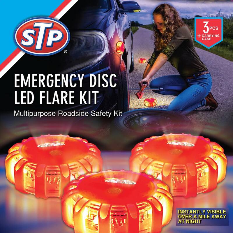 STP Emergency Car LED Road Flare Kits and Case, Requires 3 AAA Batteries (3-Pack) - SKI2-1004-ORG